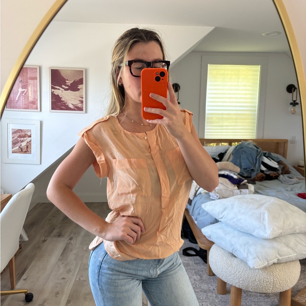 Madewell Light Orange Button-Up Blouse